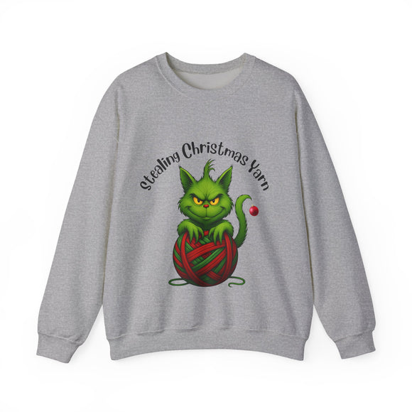 "Stealing Christmas Yarn" Grinch Cat Holiday Sweatshirt
