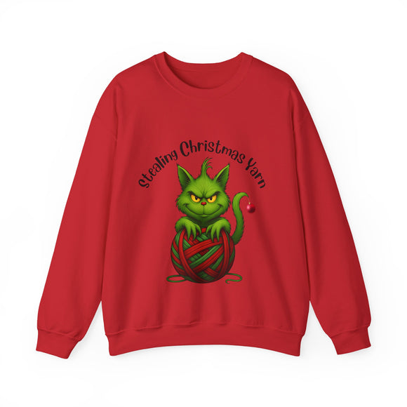 "Stealing Christmas Yarn" Grinch Cat Holiday Sweatshirt