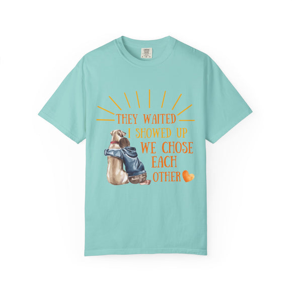 We Chose Each Other Dog T-Shirt in Ash Mint Green