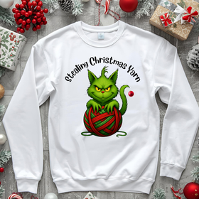 "Stealing Christmas Yarn" Grinch Cat Holiday Sweatshirt