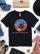 Cat Tee Sleep Snack Judge Repeat in Black