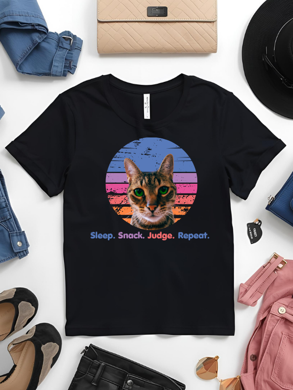 Cat Tee Sleep Snack Judge Repeat in Black