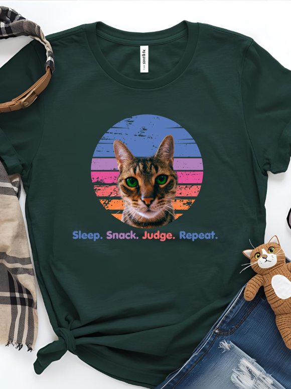 Cat Tee Sleep Snack Judge Repeat in Dari Green