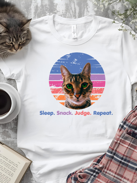 Cat Tee Sleep Snack Judge Repeat in White