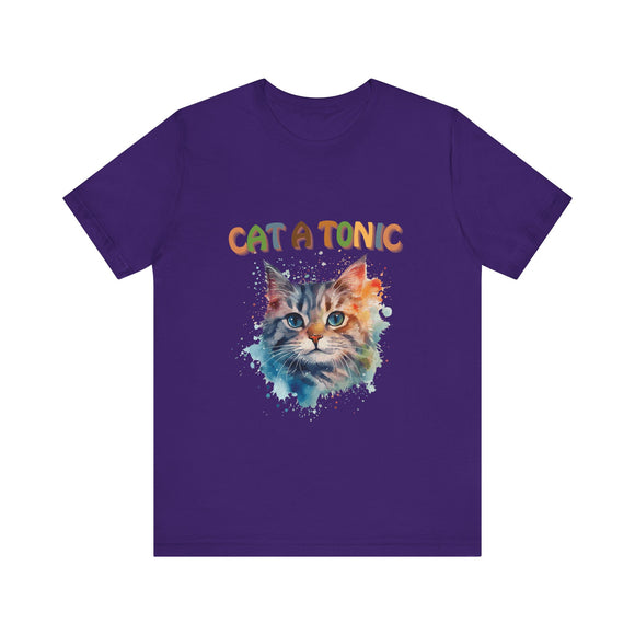 Cat Themed T-Shirt Heather Purple