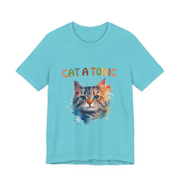 Cat Themed T-Shirt Turquoise