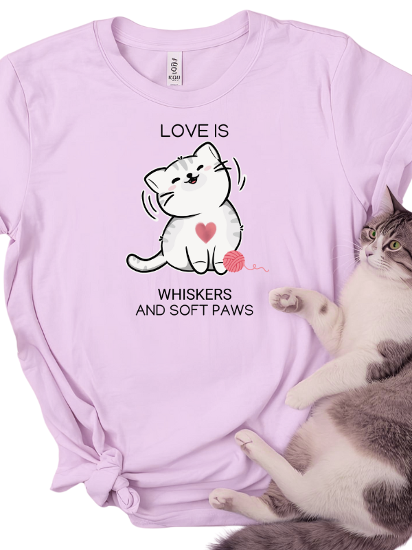 Love is Whiskers and Soft Paws Cat T-Shirt | Pet SuperJuice By
