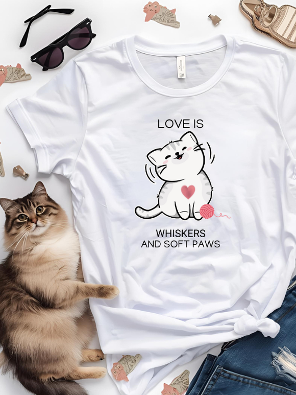 Cat themed t-shirt white