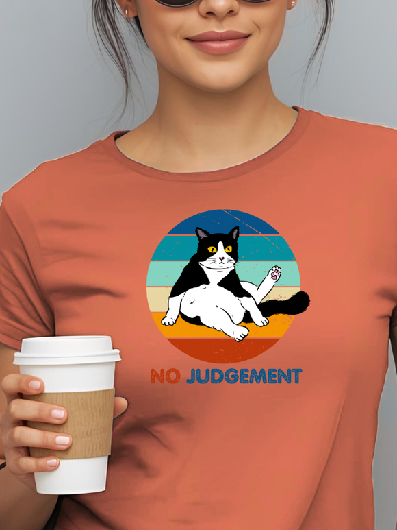 No Judgement Cat T-Shirt Heather Clay