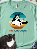 No Judgement Cat T-Shirt Heather Green