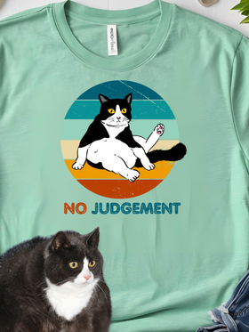 No Judgement Cat T-Shirt Heather Green