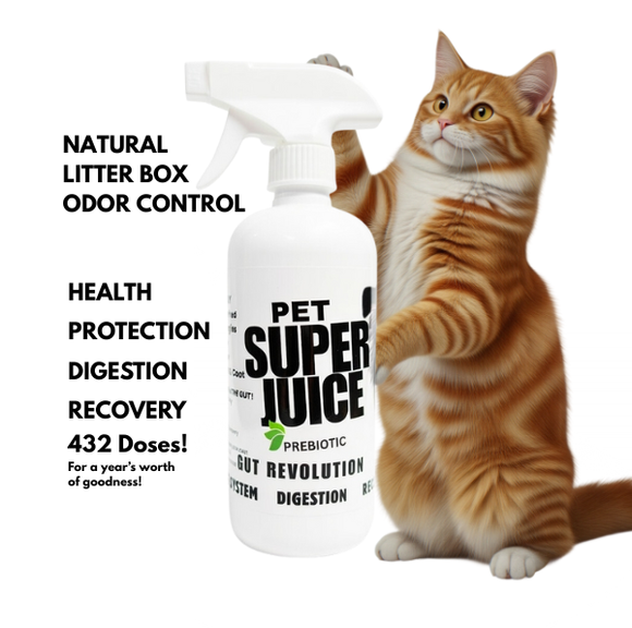 Pet SuperJuice for Cats - Organic Prebiotic Spray | Odor & Gut Health