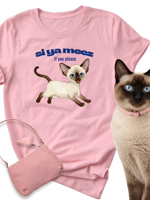 Siamese Cat T-Shirt pink